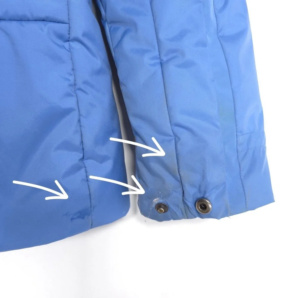 POIVRE BLANC Kids Girls 8 Ski‎ Jacket Blue Fur Hood Insulated Zip Winter Coat